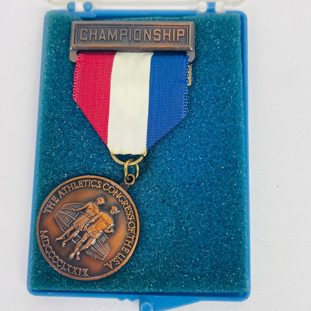 The Athletics Congress USA Medal Unisex OS Championship Bronze Red White Blue Go